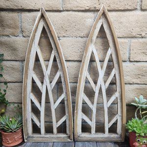 Arch Wood Frame Distress White Shabby Chic Perugia Set of 2, 33" H